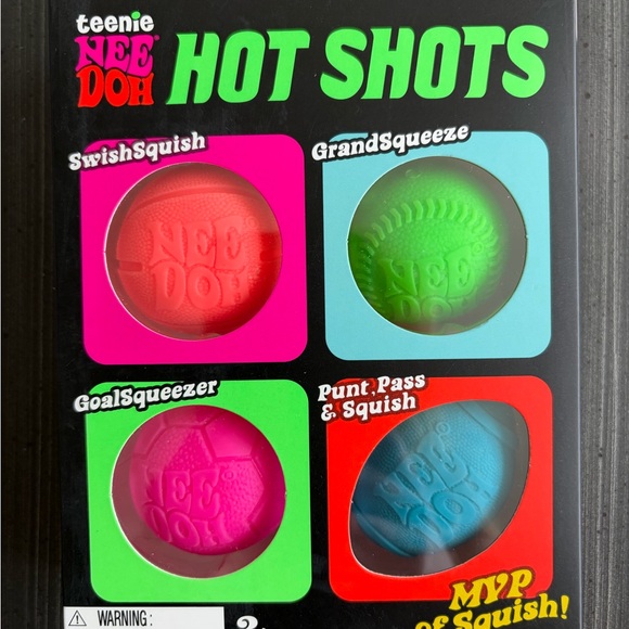 Schylling Other - teenie NEE DOH Hot Shots Kids Squishy Sports Balls - Red, Green, Pink, Blue